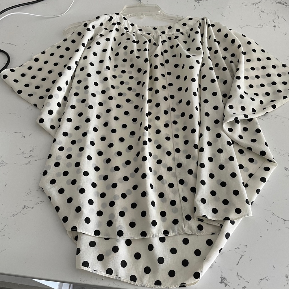 Delusive | Black Polka Dot on White Blouse Poncho
